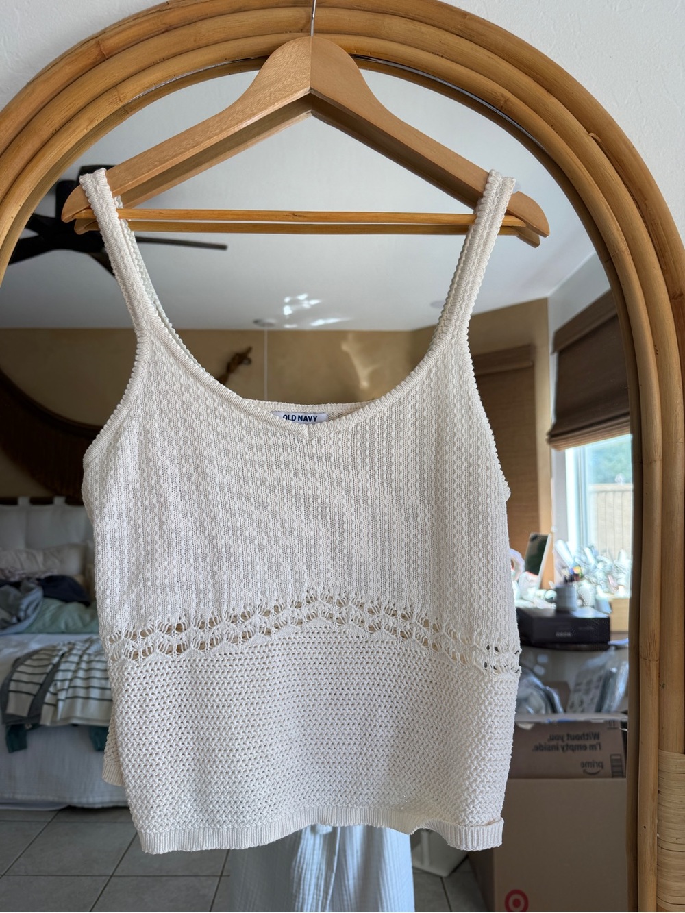 Old Navy White Crochet Knit Camisole Tank